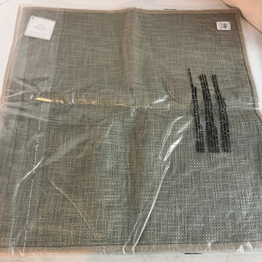 Pottery Barn Cotton Basket Weave Pillow Cover 20x20 Celadon NIP